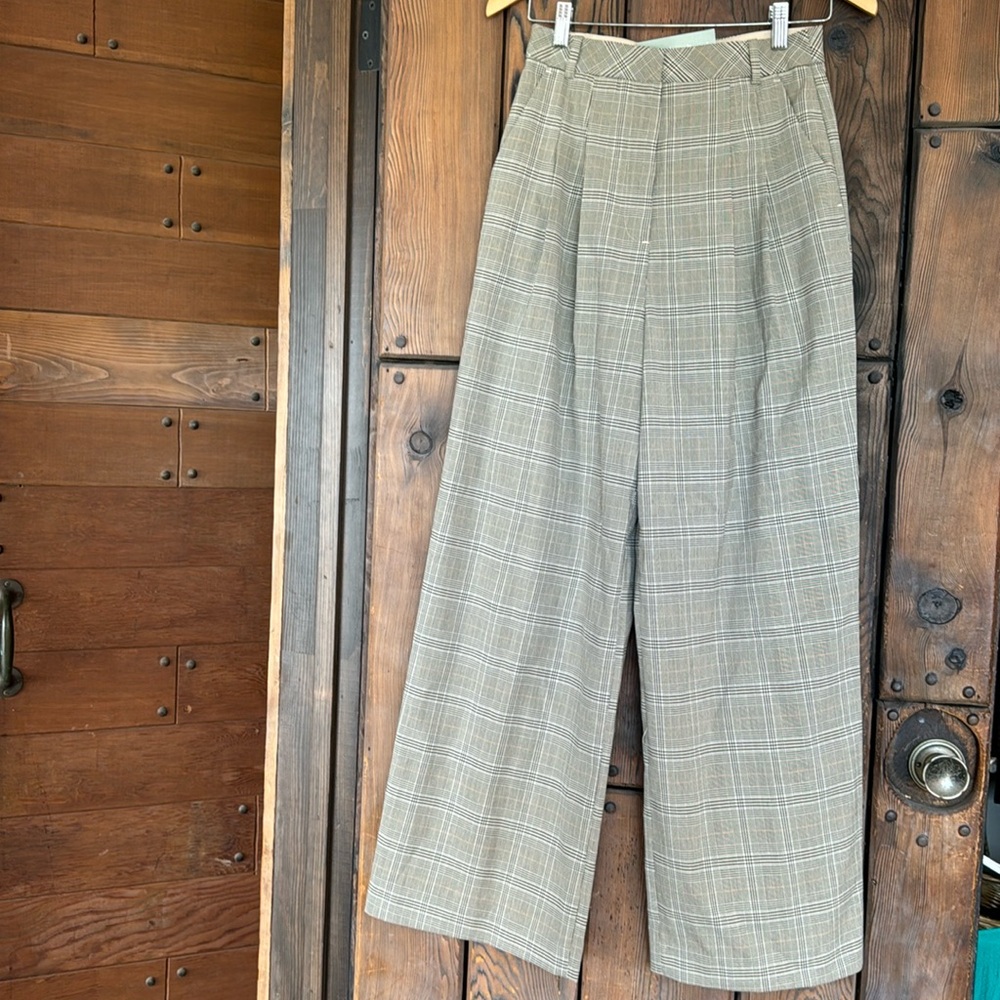 Plaid Wide-Leg Trousers